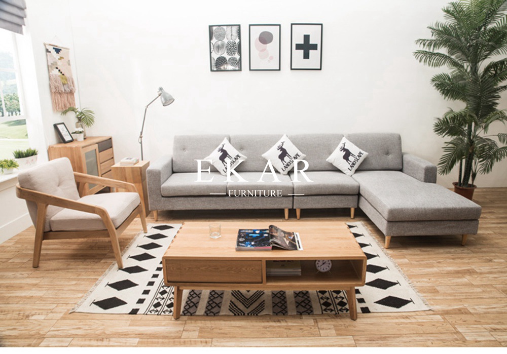 Rectangle Solid Wood Oak Nordic Design Contemporary Coffee Tea Table