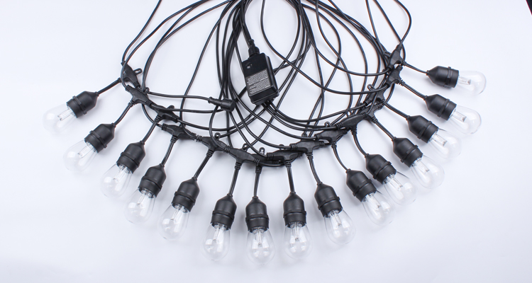 48FT 15 Bulbs Commercial Grade LED String Lights S14 RGBW LED Retro Edison Christmas Holiday Festoon Lighting Remote Controlled