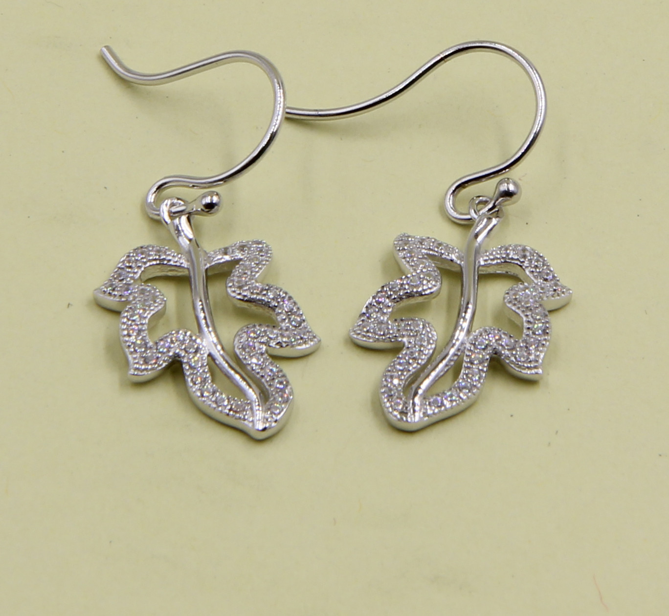 Leaves Dangle Earring Sterling Silver Stud Earrings With Cubic Zirconia Sterling Silver Drop Earrings pure Silver Earr