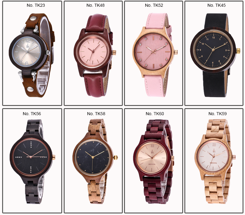 2018 Hot Selling High Quality Brown Leather Strap Automatic Movement Wood Army Watch