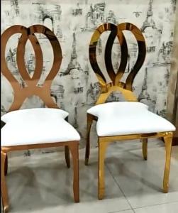 China Gold Stackable Event Wedding Dining Chairs Stainless Steel Metal Frame Accent Chair wholesale