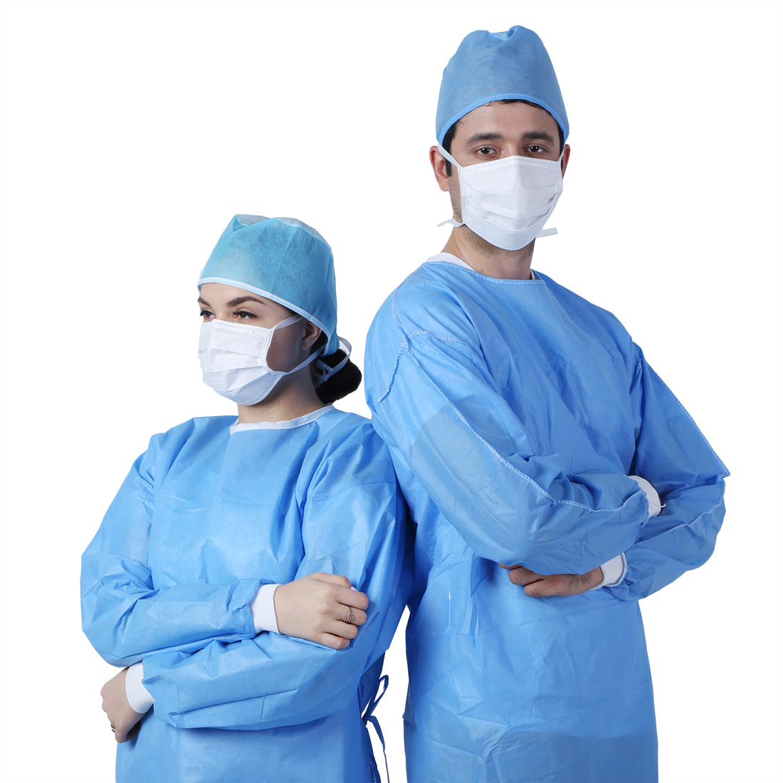 Pp Disposable Surgical Gown Blue Disposable Coveralls Breathable Fluid Resistant