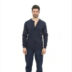 China Navy Knitted Long Sleeve FR Work Shirts Cotton Arc Rated CAT2 wholesale