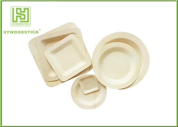 Well Polished Rustic Bamboo Square Plates , Wooden Food Plates For Fast Food