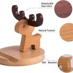 Natural Wooden Cell Phone Stand, Ecofriendly Smartphone Holder, Cute Cartoon