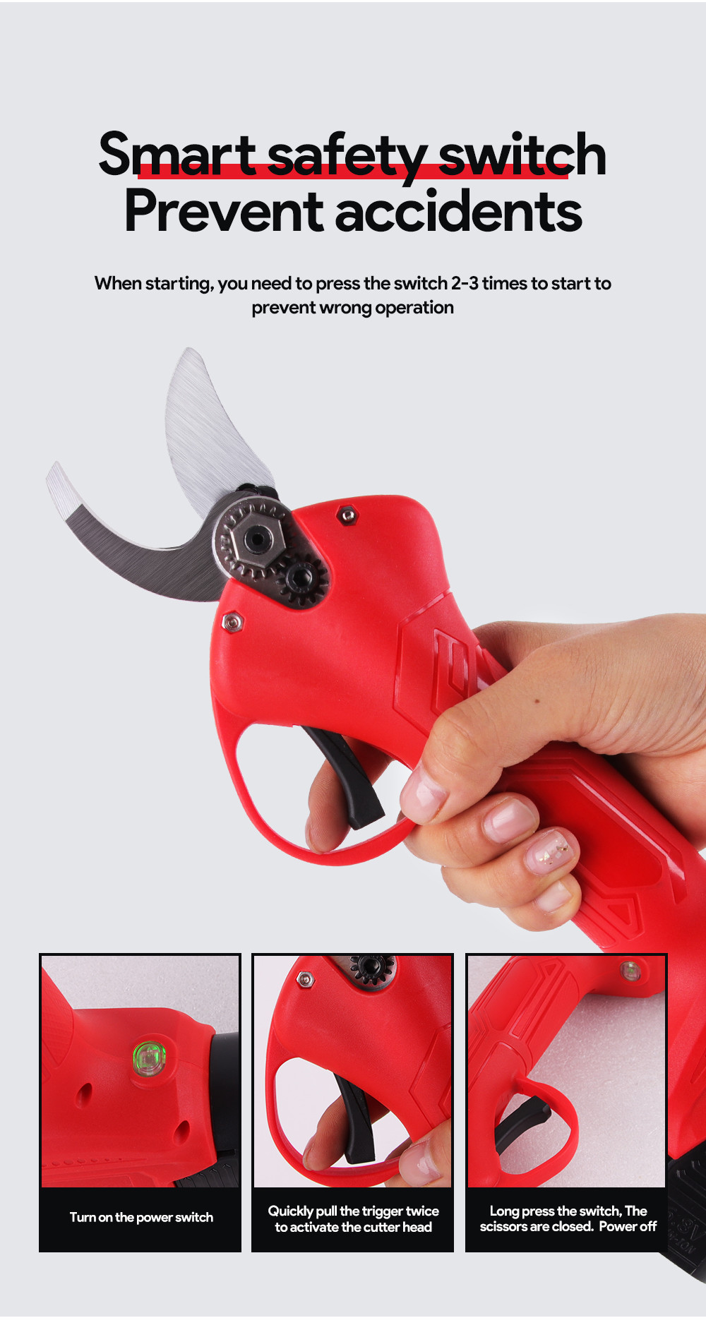 25mm New Design Electric Li-Battery Pruning Electric Scissors Tree Pruner Shears With Shear Diameter For Sale