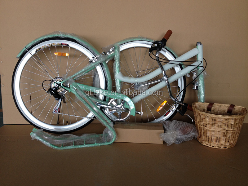Single Speed Bicycle Classic City Cruiser Bike Women Step Through Lady Bikes 1.8m Long