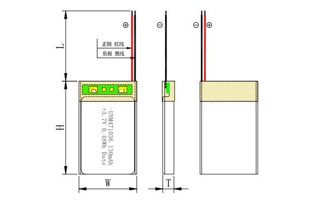 3.7 Lithium ion Polymer Battery / IEC62133 Approved 471036 130mAh Lithium Polymer Battery Cell