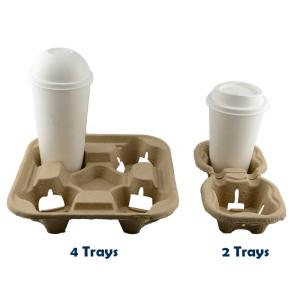 China Biodegradable Heat Insulation 2 4 Trays Takeaway Coffee Cup Carrier wholesale