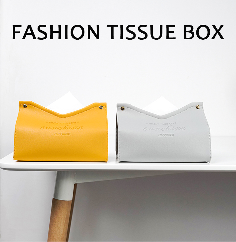 Simple Style Rectangle Custom Luxury Nordic Type PU Leather Gold Paper Tissue Box Cover