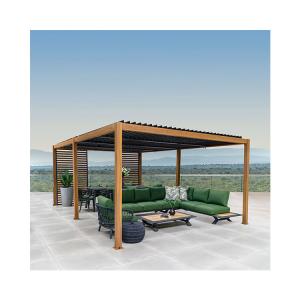 China Modern Aluminum Terrace Canopy Roof Louvered Arbours Rot Proof Wooden Coated Pergola wholesale