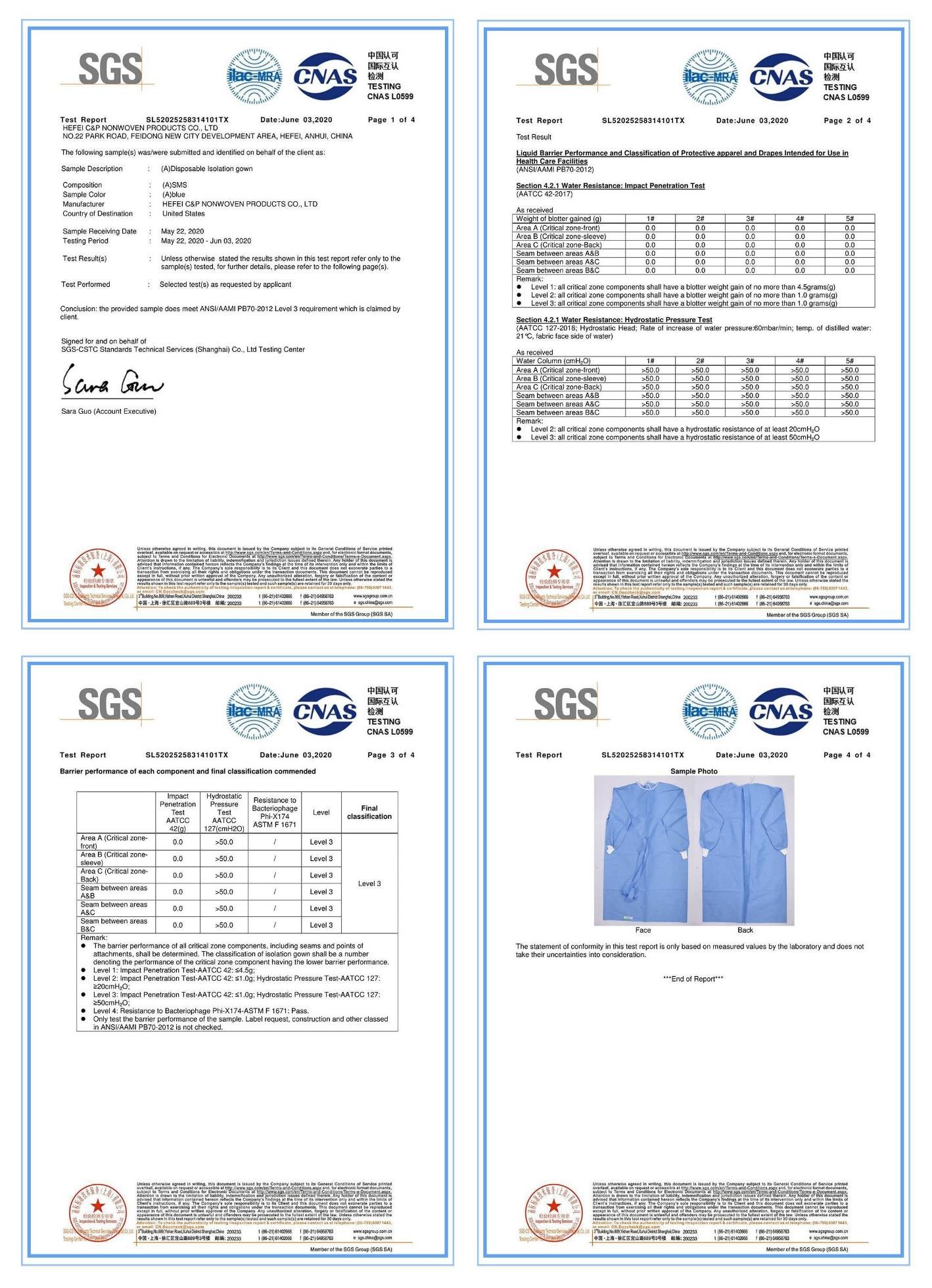 SMS Nonwoven Medical Protective Equipment Disposable Isolation Gown 45gsm