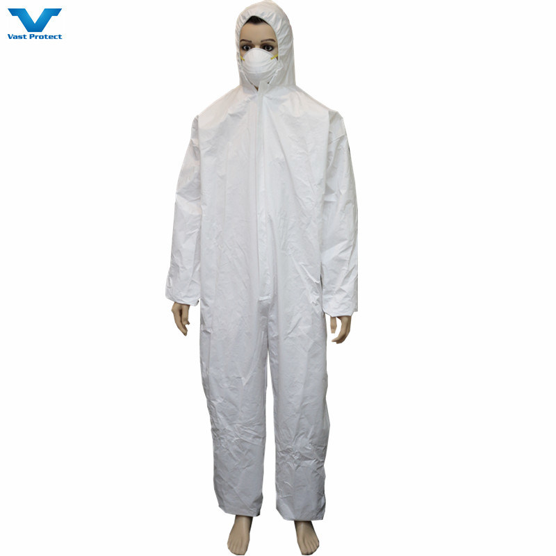 Industrial Safety PPE Protective Clothing Nonwoven Disposable Microporous Coveralls with Grey Anti-Slip Bootscover