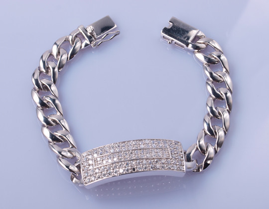13.5cm 925 Silver CZ Bracelet AAA+Grade Cubic Zirconia Pinky White