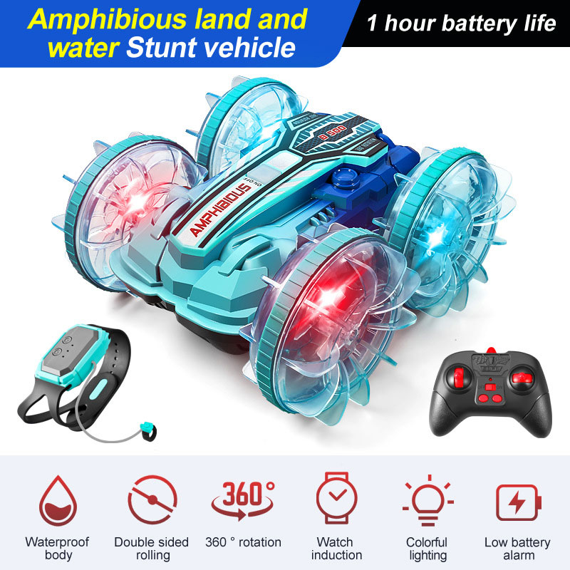 14 Years up Colorful Lighting Double-sided Stunt Remote Control Car with Dual Control