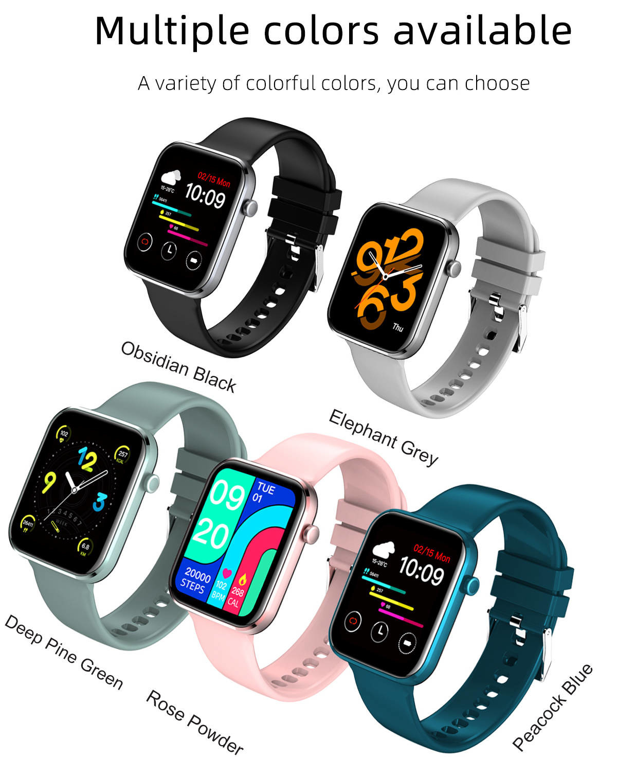 1.69" Display Fitness Smart Watches Heart Rate Detection BLE4.0 FPC Antenna