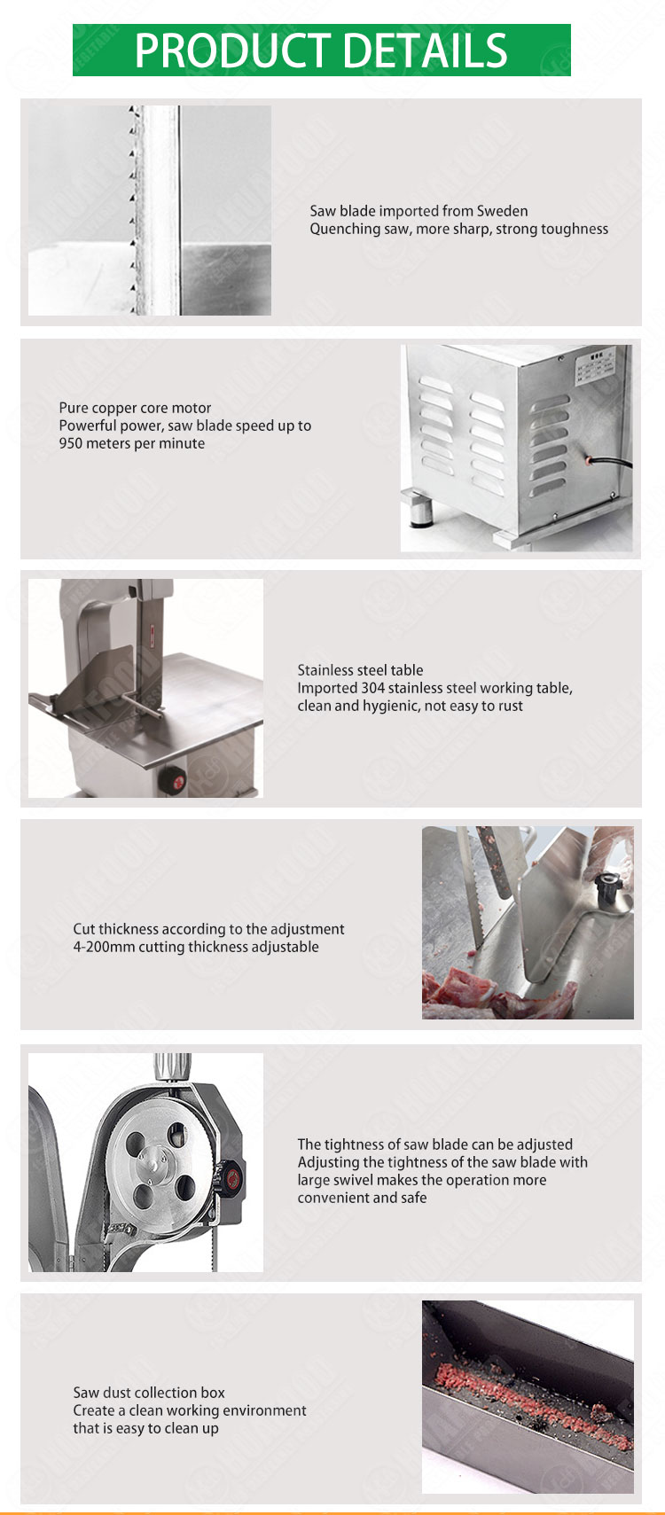 Professional High Speed Electric Meat Cutting Stainless Steel Bench Bone Saw Machine With Ce Certificate