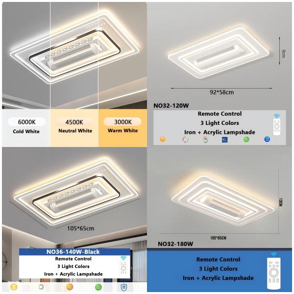 Wholesale factory Model 1631C Electric Remote Control Ceiling Fan Light Plastic Leafless Fan with Light Blade for Household DC Motor