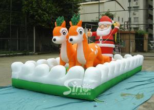 China Outside Christmas Inflatables Jingle Bells / Father And Reindeers Running Together wholesale