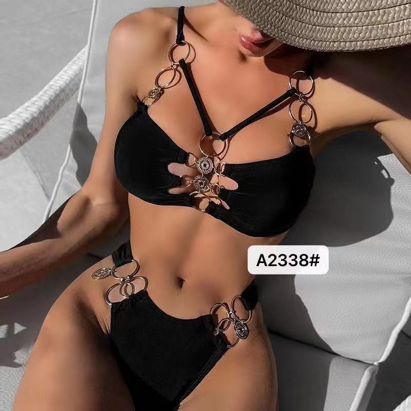 Swimming Suits Bikini Sexy Strength Abrasion Resistance High Elastic Backless Miss Black Sexy Waterproof