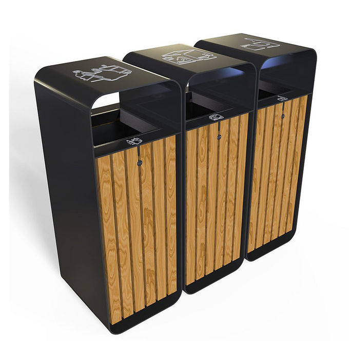Outdoor Classification 13 Gallon 850mm 3 In 1 Wood Garbage Bin