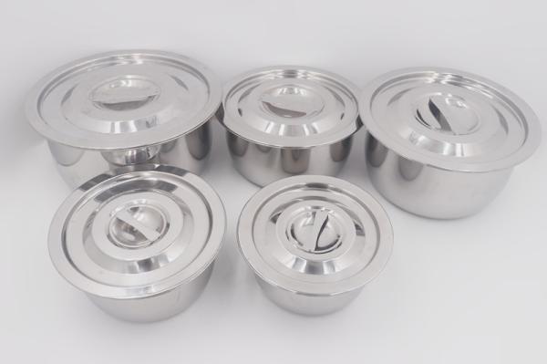 10pcs Commercial cooking pots stainless steel basin lid soup cookware set pasta
