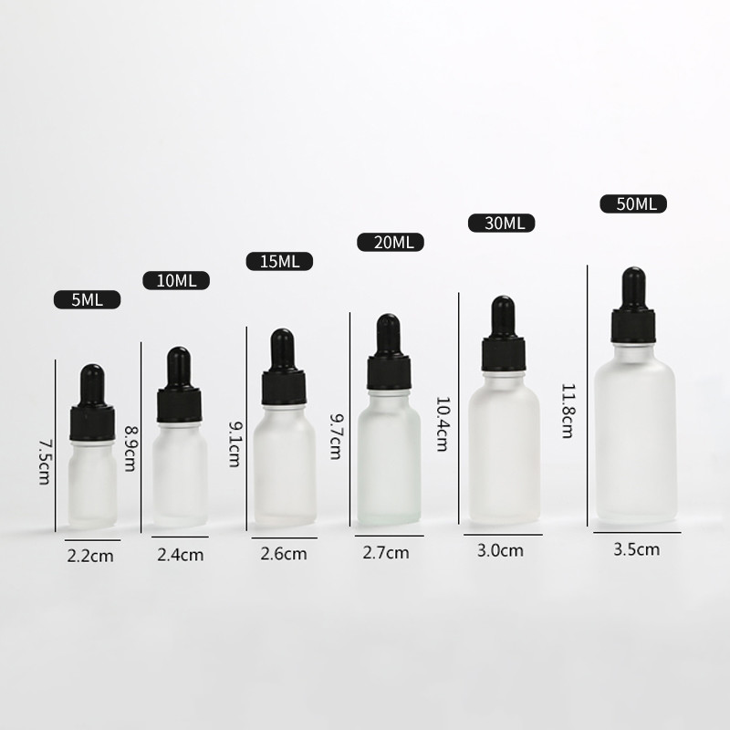 Multi Capacity Frosted Dropper Glass Essential Oil Bottles 5ml 10ml