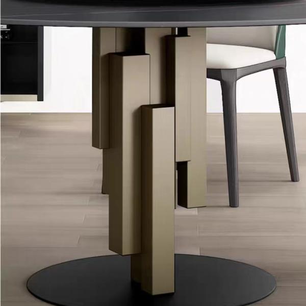 Luxury Dining Room Furniture Stainless Steel Base Dinner Table Modern Round Ceramic Or Marble Top Dinning Table Set