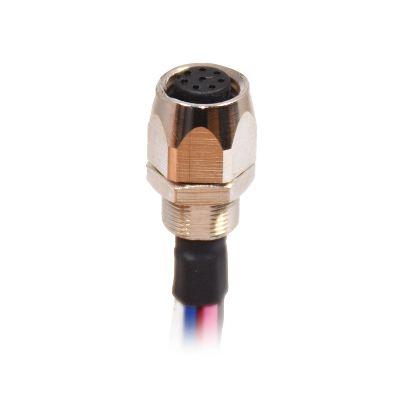 Front Mount Back Mount Panel Mount M8 Socket Connector With Wires 3pin Female With Pigtail