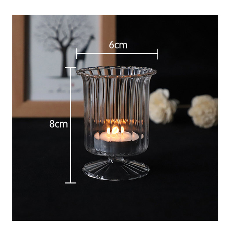 LFGB Wedding Flower Shape Clear Glass Candlestick