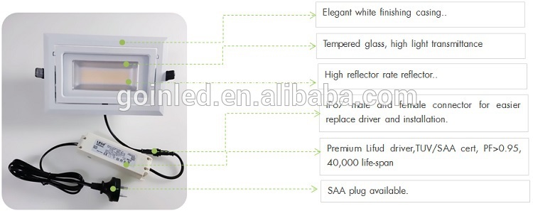 SAMSUNG SMD5630 30w/40W/50w/60w rectangle lamp and led shop fittter CE ROHS approved