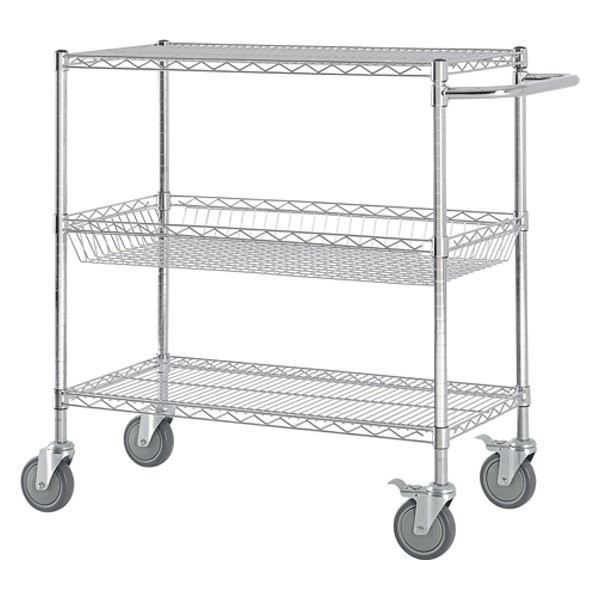 Customized Stainless Steel ESD Wire Shelf Trolley Cart Mesh Storage Antistatic Wire Trolley