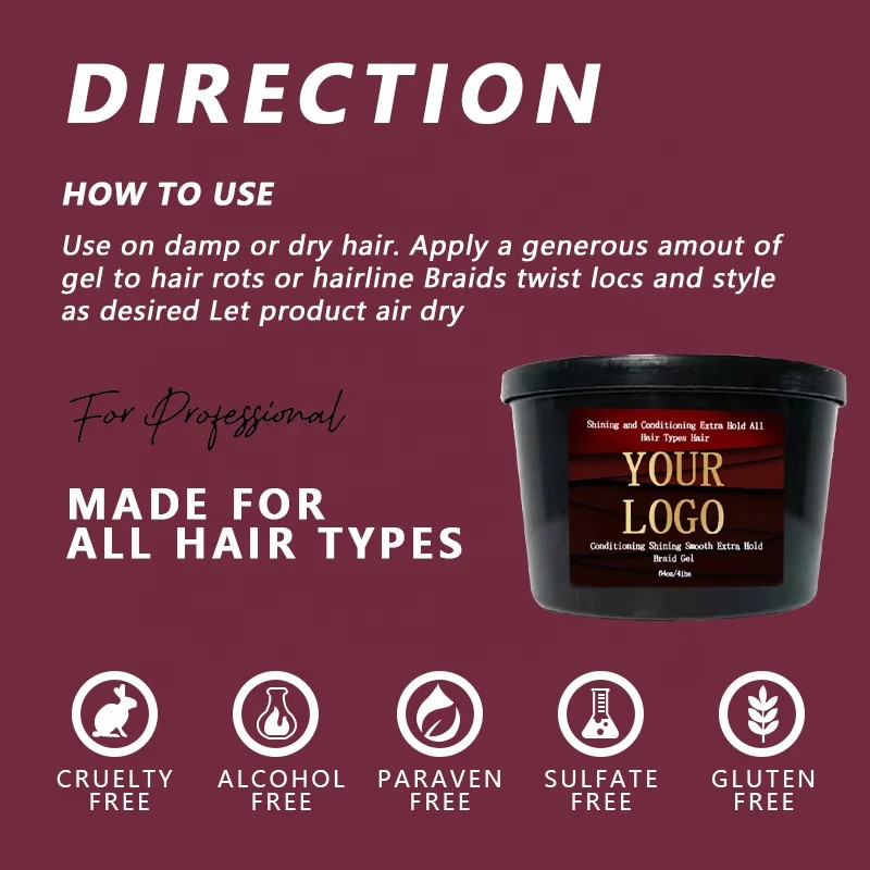 3 in 1 Braid and Edge Ultra Extreme Hold for Hair Conditioning Shining Fast Dry Locking Locs Twists Braids Fixer Non Greasy Gel