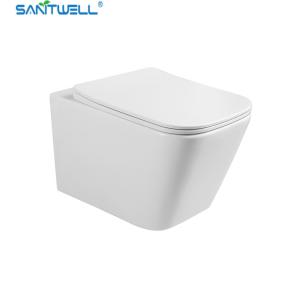 China Sanitwell SWJ0525 Bathroom wc white toilet bowl rimless flush wholesale