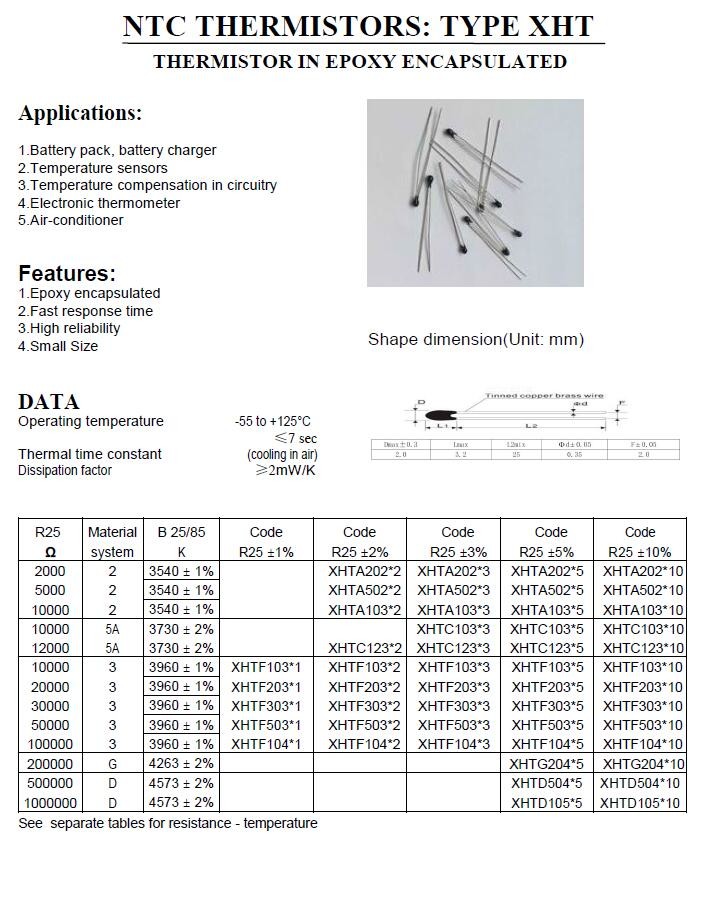 MF52 Epoxy NTC Thermistor 30K Carbon Film Resistor Non Inductive Resistance