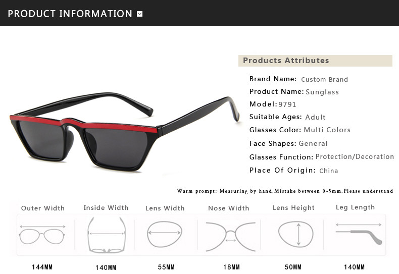Men Women Trend Small Box Cool Cat Eye Glasses Outdoor Catwalk Travel Sunshade