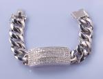 25.7gram Stones Crystals 925 Sterling Silver Bangles Pearl Shape Men's Bracelet
