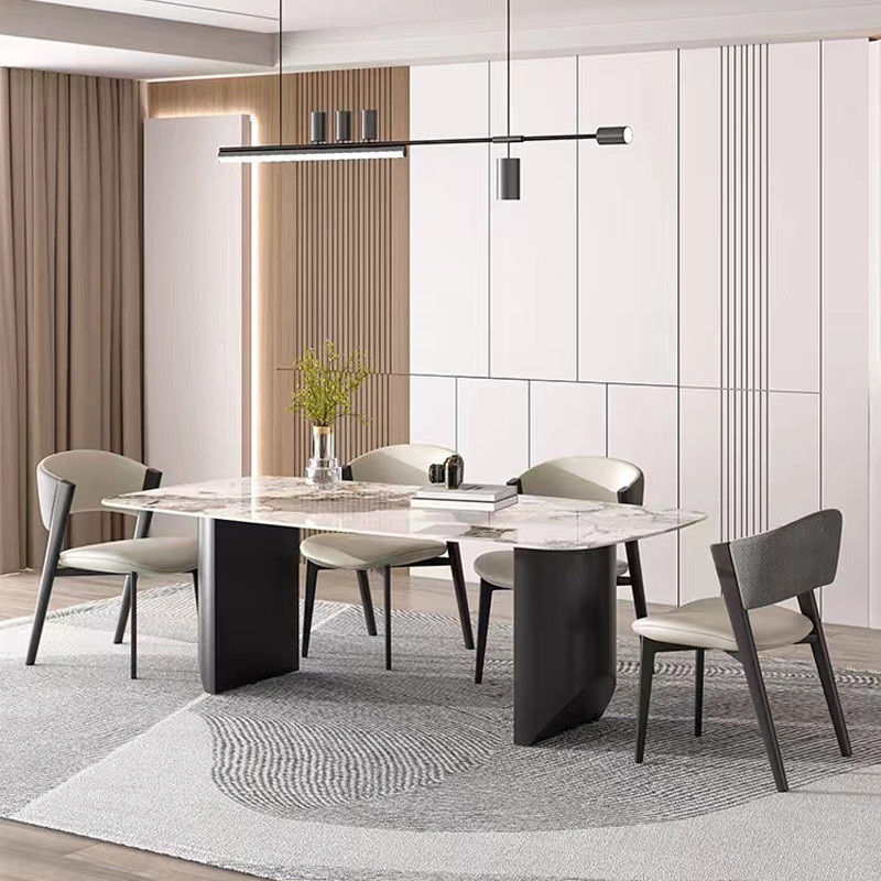 Elegant Fusion Stainless Steel Marble Dining Table Round Marble Dining Table Set For 8 Seater