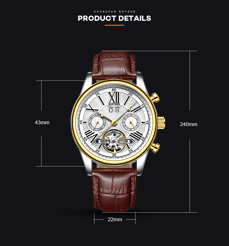 Brand KINYUED 3 ATM Watch Manufacture Luxury automatic mechanical automatic mechanical men watch