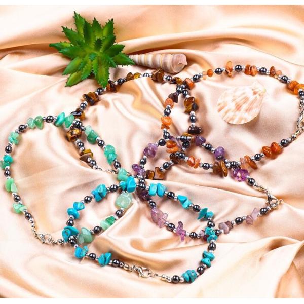 Hematite Stone Anklets Bracelets With Crystal Chip Gravel Stone Ankle Chain Jewelry