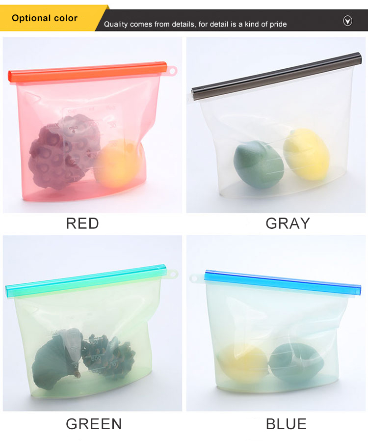 500ml 1000ml 1500ml Heat Resistant Silicone Food Storage Bags