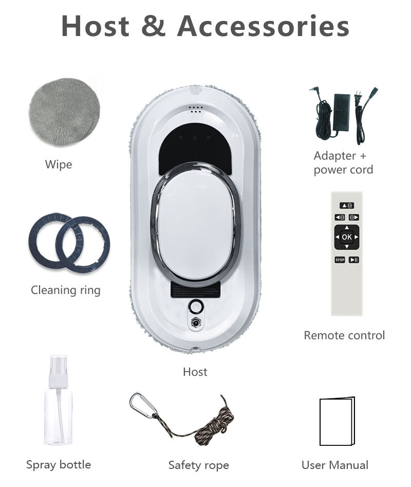 Silk Screen Printing Logo Portable Automatic Window Cleaning Robot with 2800Pa Suction