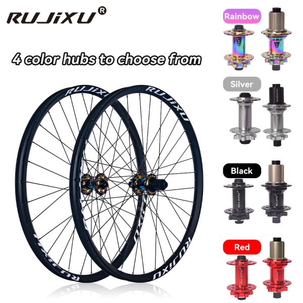 RUJIXU 26/27.5/29inch Aluminum Alloy MTB Bicycle Wheel Set J-bend 2.0mm Steel Spokes Spoke Mountain Bike Wheelset with 32 Holes