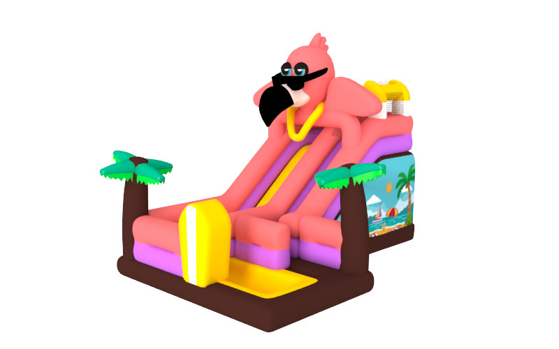 Pink Flamingo Theme Inflatable Slide Amusement Park Inflatable Slide Toys For Kids And Adults