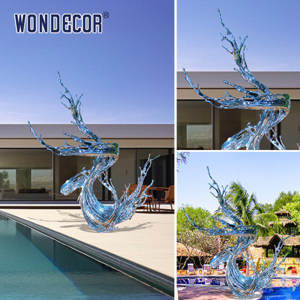 Large Outdoor Casting Stainless Steel Sculpture Swimming Pool Metal Decoration Abstract Water Flow