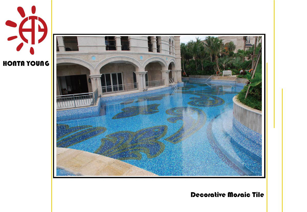 HTY - TC 300 300*300 Iridescent Blue Pebble Glass Tile Mosaic for Swimming Pool Tile