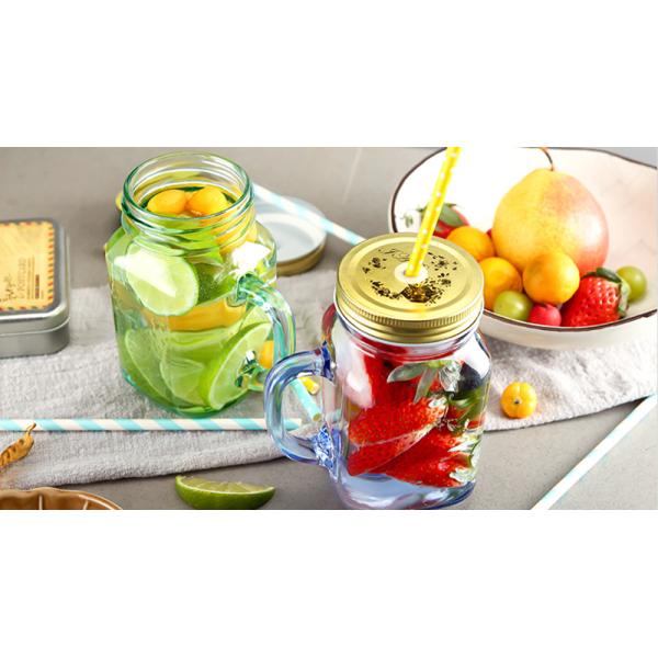 500ml Heat Resistant Thick Colorful Glass Mason Jar Cup