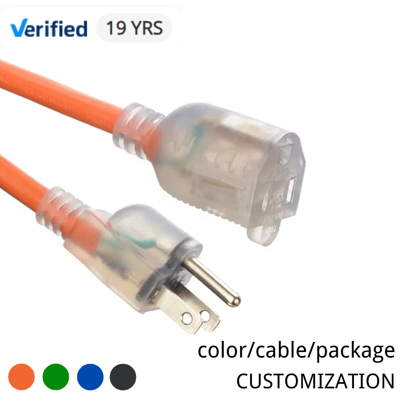 50 Feet 3X12AWG SJTW Heavy Duty Yellow 3 Prong Extension Cable 15 AMP Outdoor Power Cord for Garden and Major Appliances