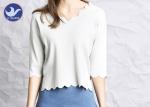 Wavy Edge Womens Knit Pullover Sweater Half Sleeves Short Body Summer Knitwear