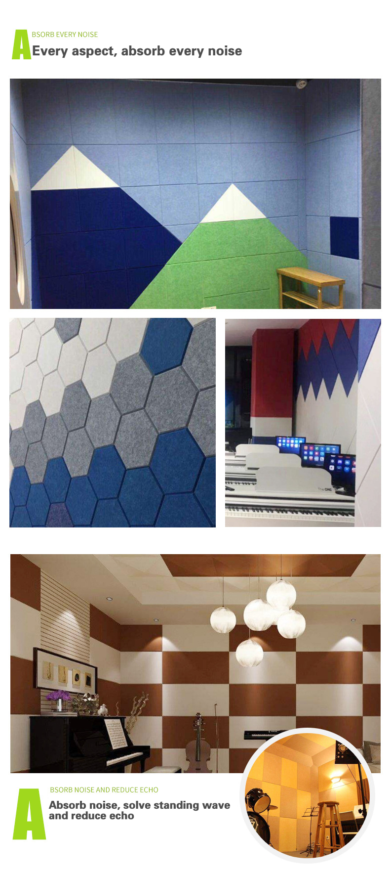 Polyester 0.8-1.2 Thickness Acoustic Wall Panel With Adhesive Backing